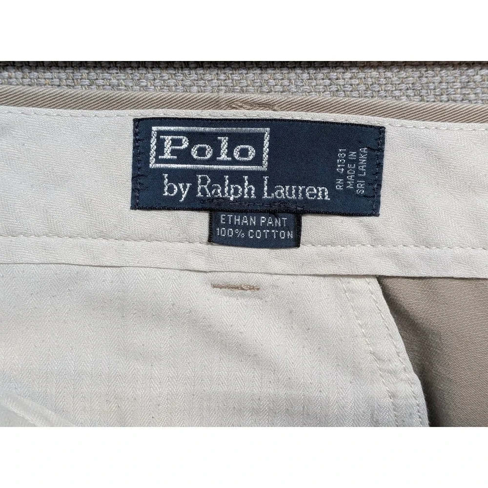 Polo Ralph Lauren Mens Pants Ethan Pant Khaki 40x30 Woven Classic Pleated,